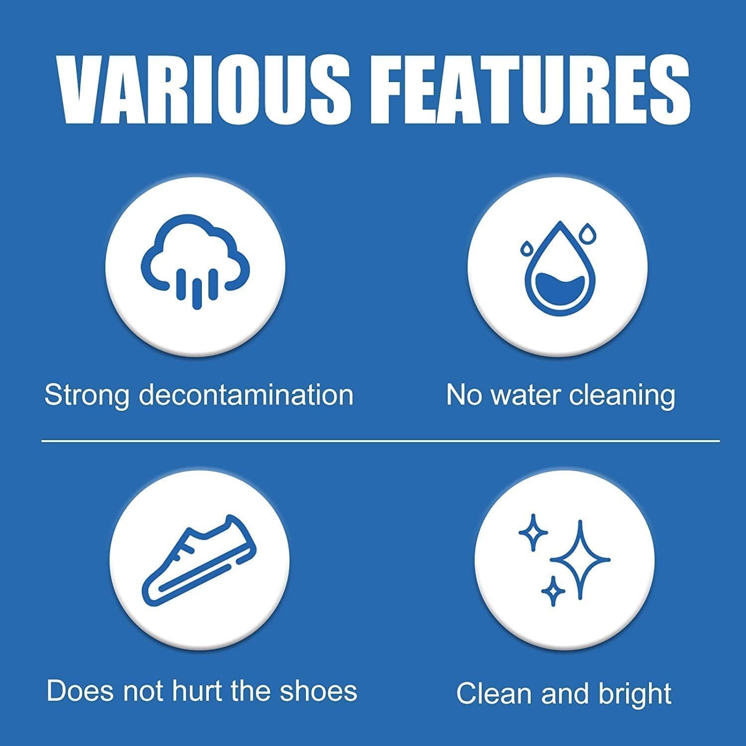 Waf Store Lebanon white shoe cleaning cream features: strong decontamination, no water needed, safe, and brightening.