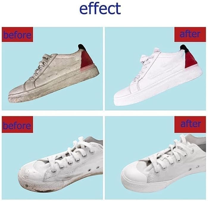 Waf Store Lebanon white shoe cleaning cream showing before and after results on dirty leather sneakers
