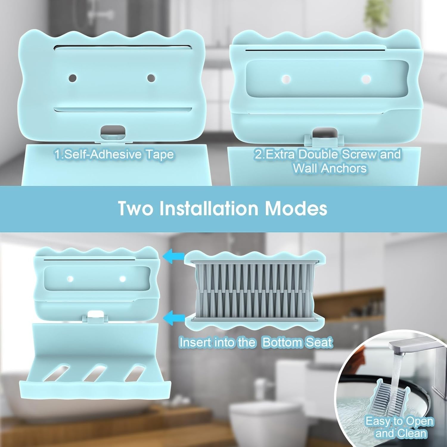Waf Store Lebanon light blue silicone shower hair catcher with adhesive and screw installation options for bathroom walls