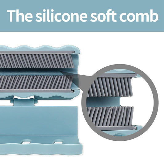 Waf Store Lebanon blue and grey silicone shower hair catcher with soft bristles for wall mounting