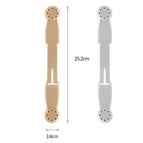 Waf Store Lebanon silicone hat clips in beige and grey with dimensions shown for travel and bag attachment