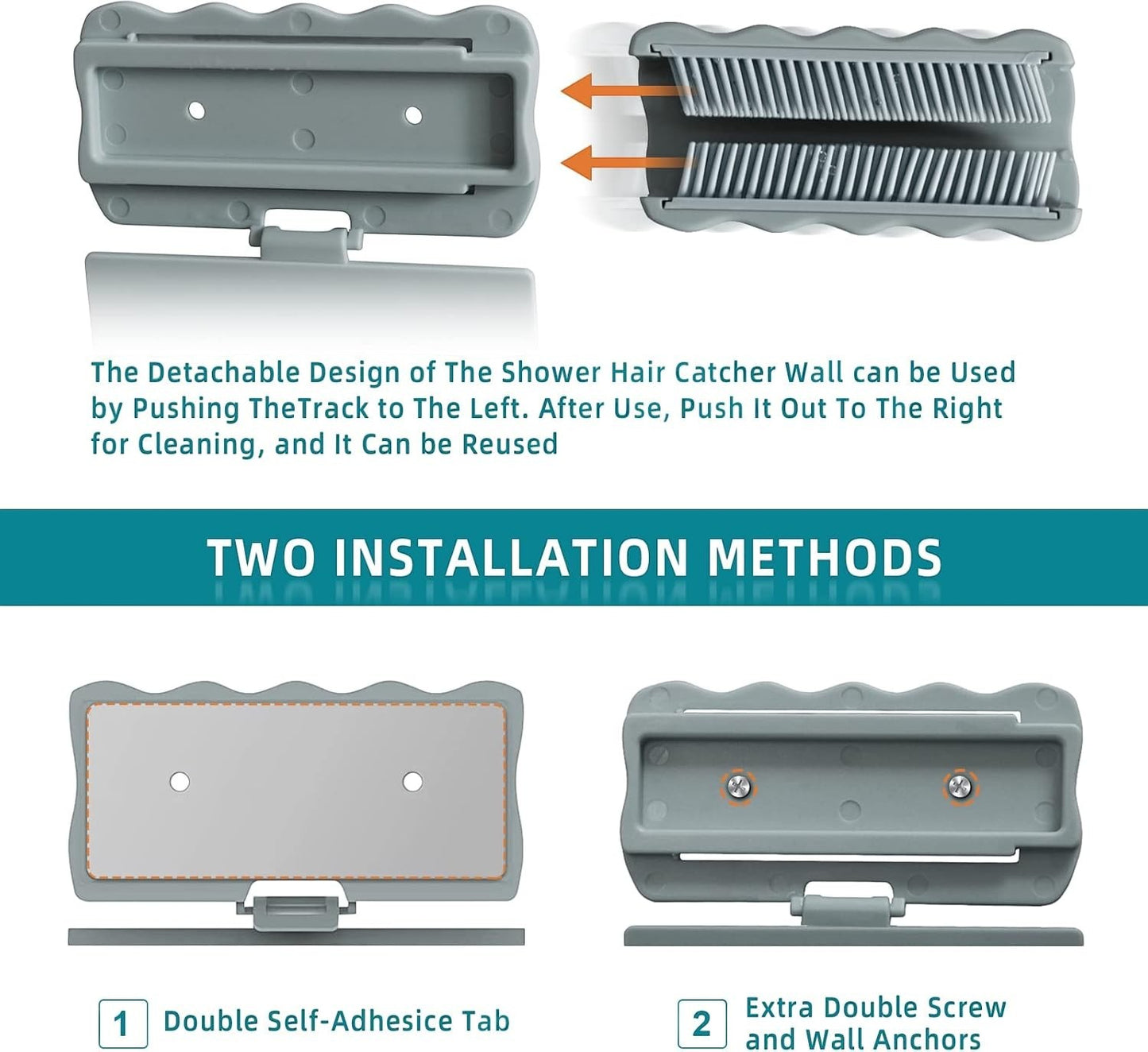 Waf Store Lebanon grey silicone shower hair catcher with detachable design and two installation methods