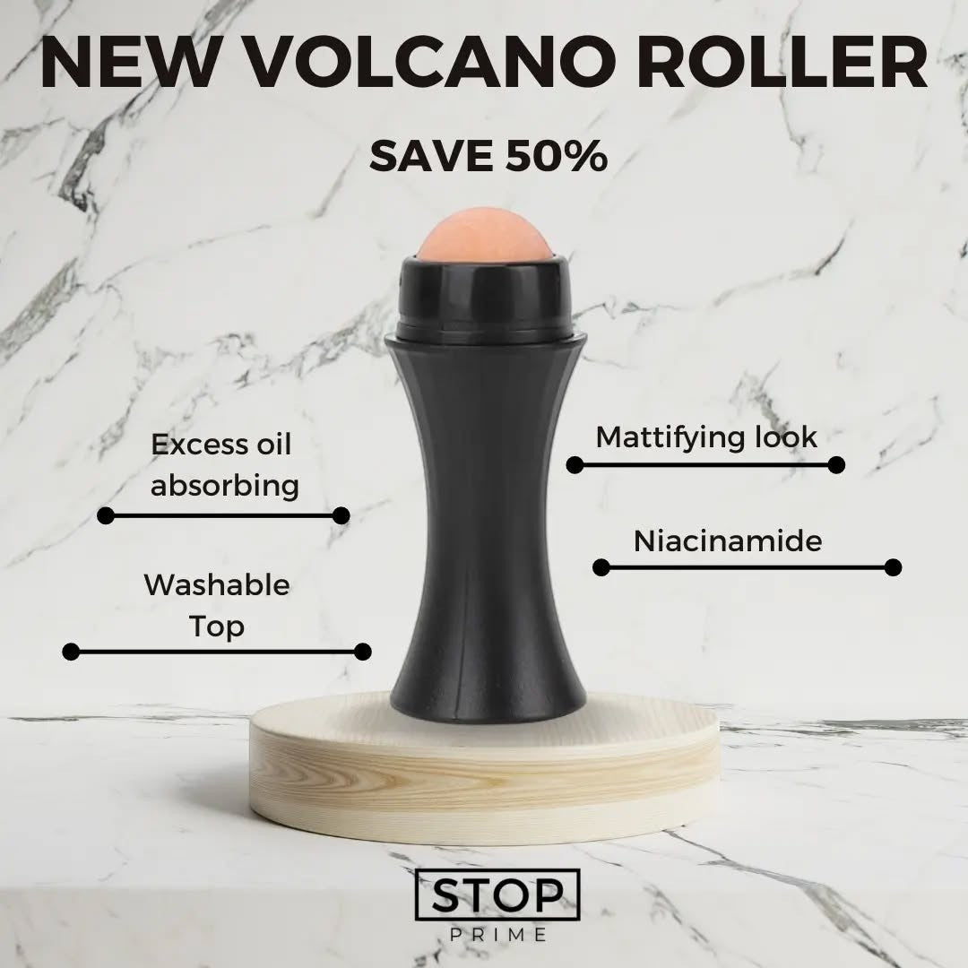 Waf Store Lebanon volcanic stone face roller for oil control and matte skin finish on a marble display stand