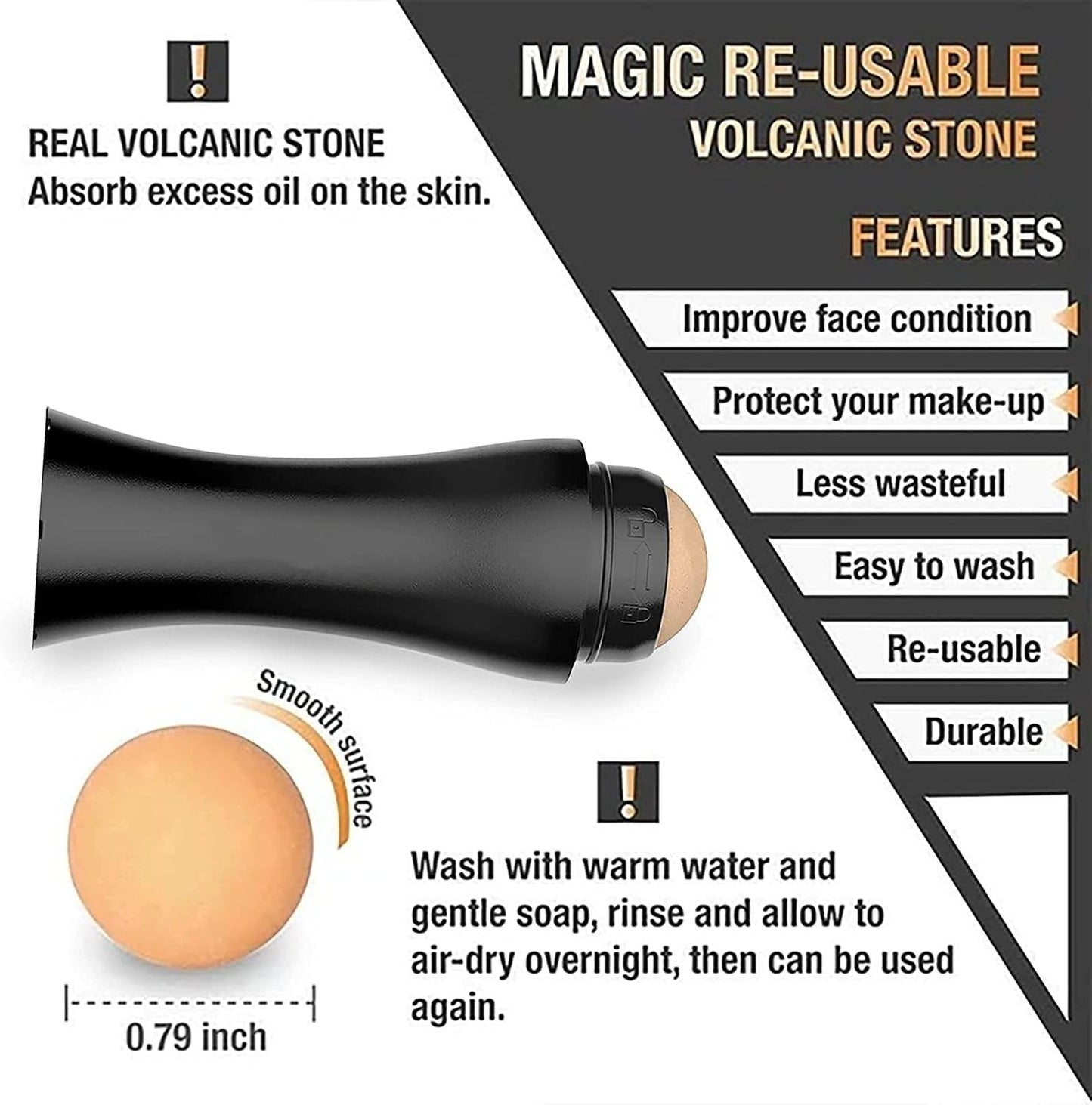Waf Store Lebanon volcanic stone face roller for oil control and matte skin finish with reusable design.