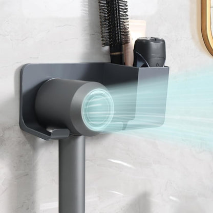 Waf Store Lebanon wall mounted grey hair dryer holder with storage compartments for styling tools on a marble wall