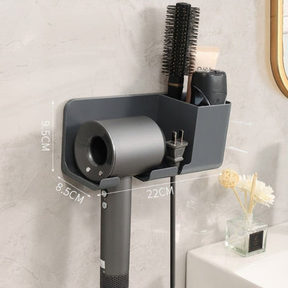 Waf Store Lebanon wall mounted grey hair dryer holder with storage compartments for styling tools in a bathroom