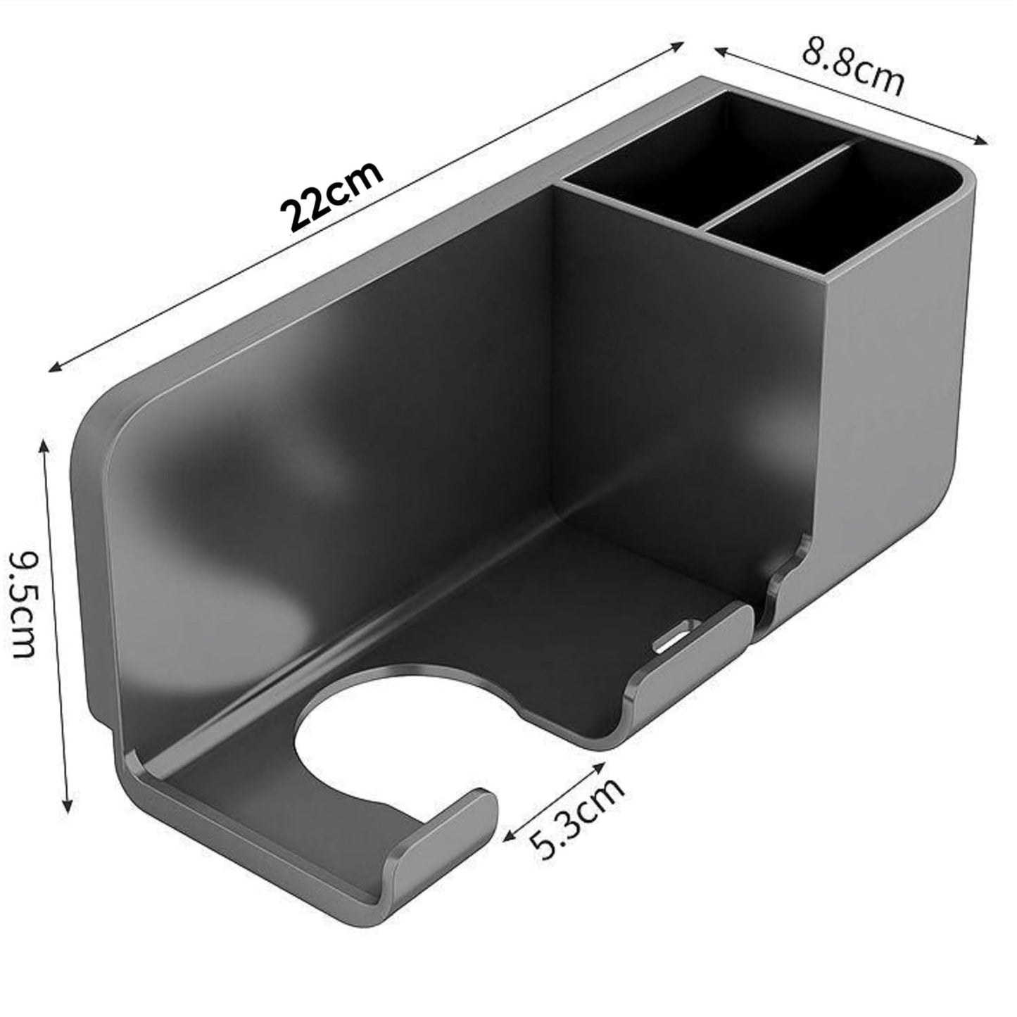 Waf Store Lebanon wall-mounted grey hair dryer holder with two extra storage compartments for styling accessories