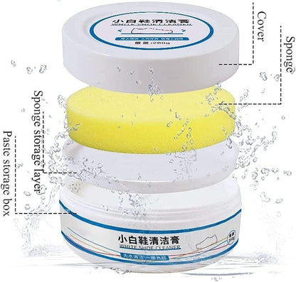Waf Store Lebanon white shoe cleaning cream set with a yellow sponge and paste storage container for leather shoes