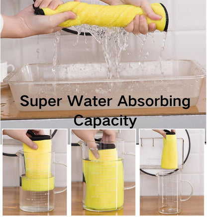 Waf Store Lebanon yellow coral fleece microfiber car wash towel with black silk edges showing high water absorption.