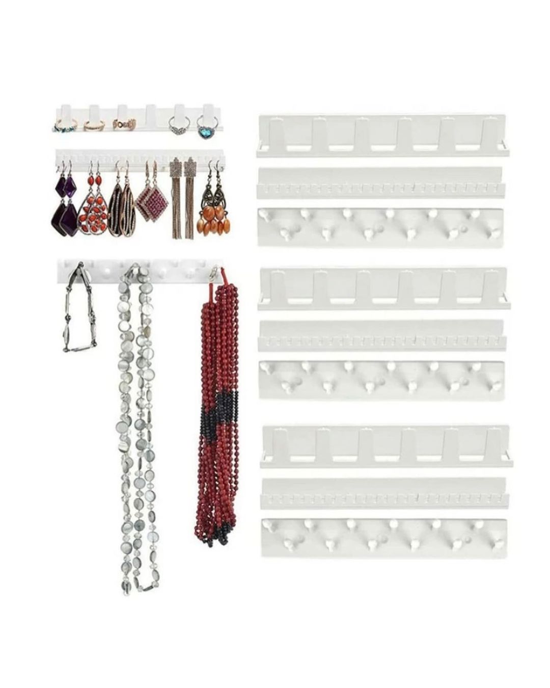 Wall jewelry organizer, 9-piece adhesive hook set