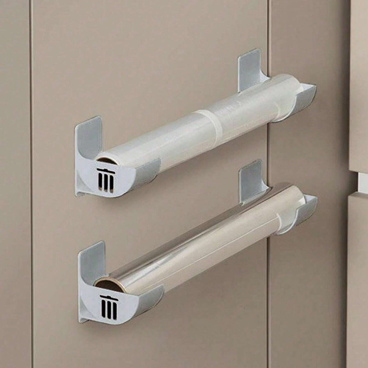 Wall mounted garbage roll holder in grey