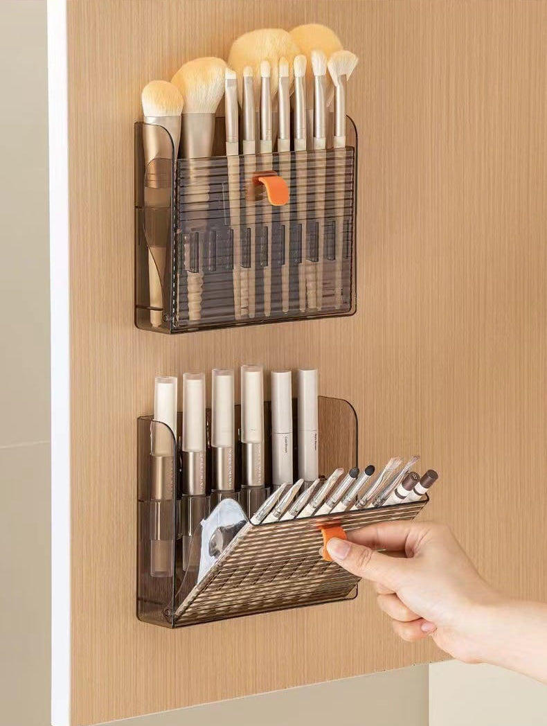 Wall mounted brush organizer details