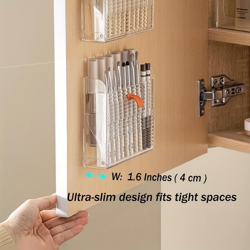 Clear wall organizer for brushes and eyeliners