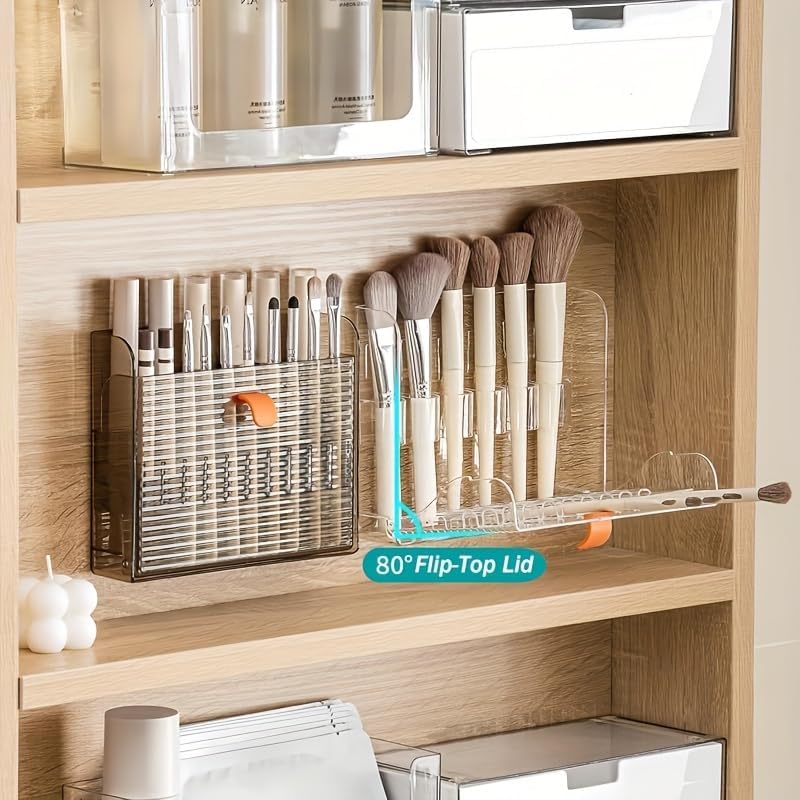 No-drill makeup brush holder