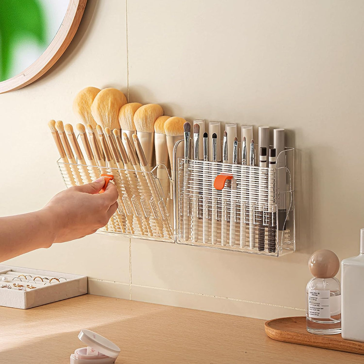 Makeup brush organizer with multiple slots