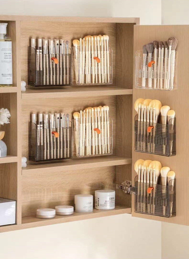 Wall organizer for toothbrushes and makeup brushes