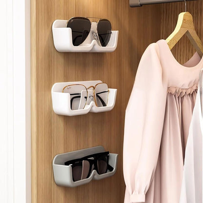 Wall mounted sunglasses holder keeping glasses safe and in view