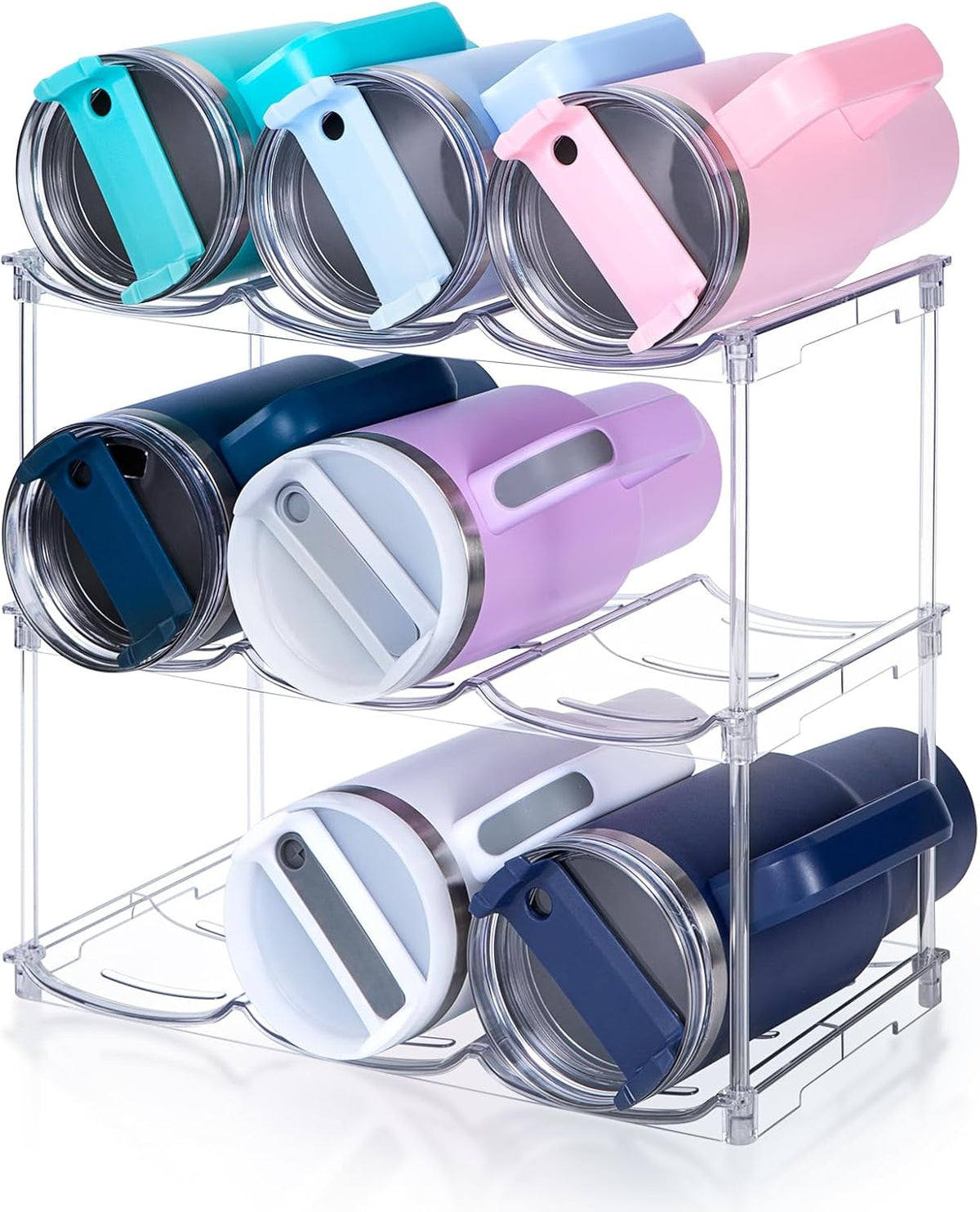 Water bottles organizer stand, 3 levels