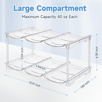 Water bottle organizer that fits large bottles and tumblers