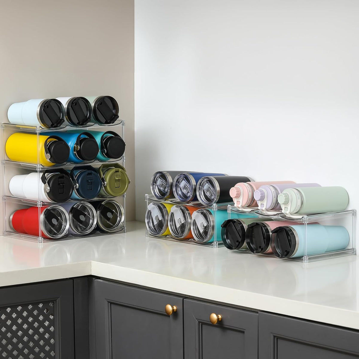 Water bottle rack for sports bottles