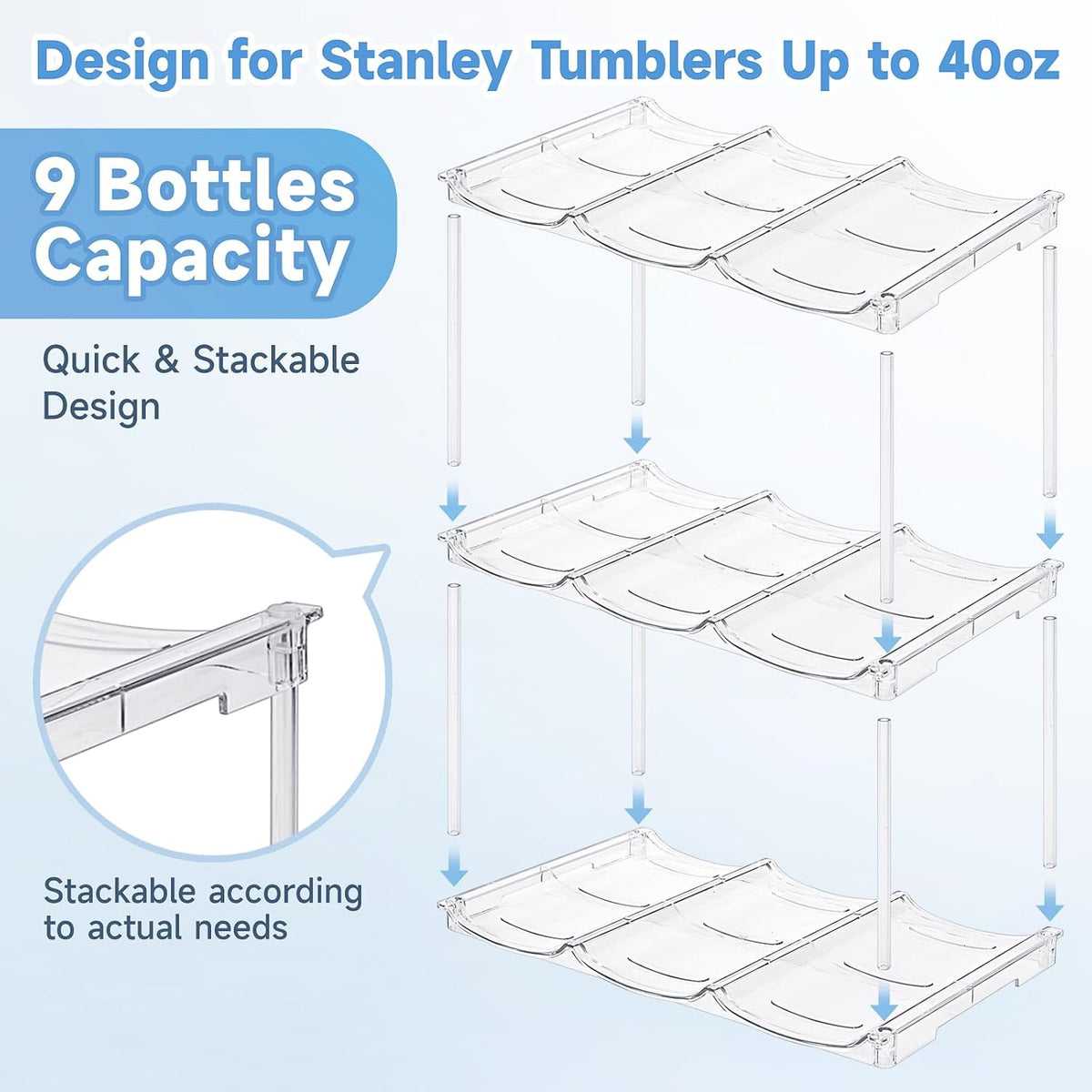 Stackable water bottle rack