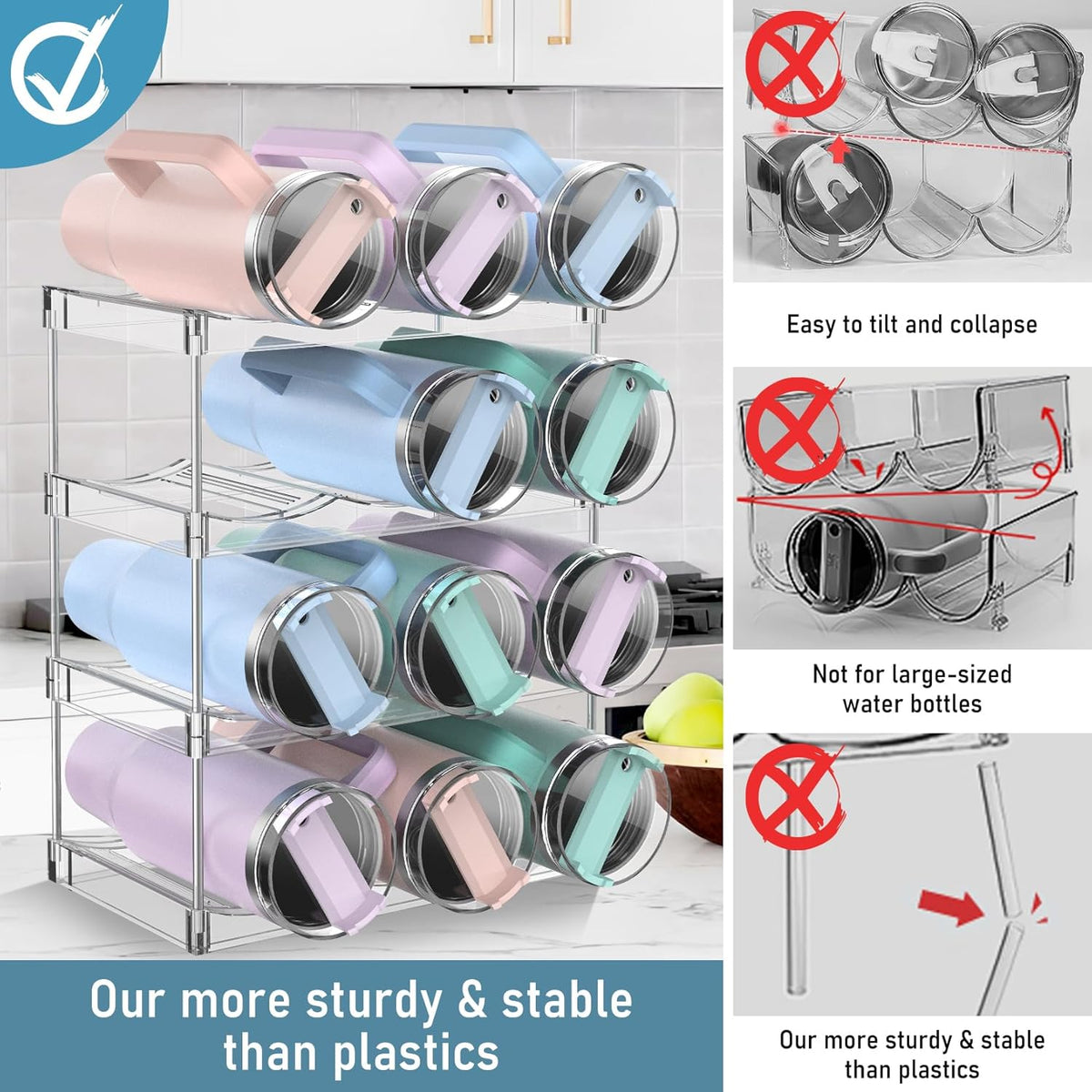 Water bottle storage stand