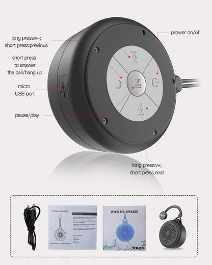 Wireless shower speaker for music