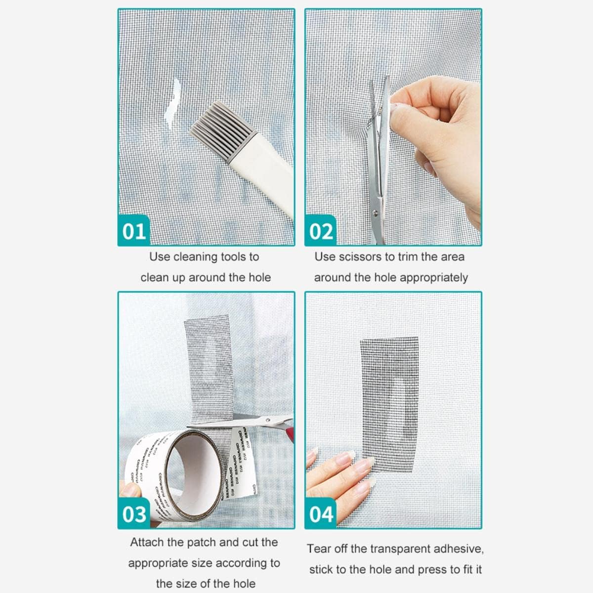Fiberglass screen repair tape with strong adhesive