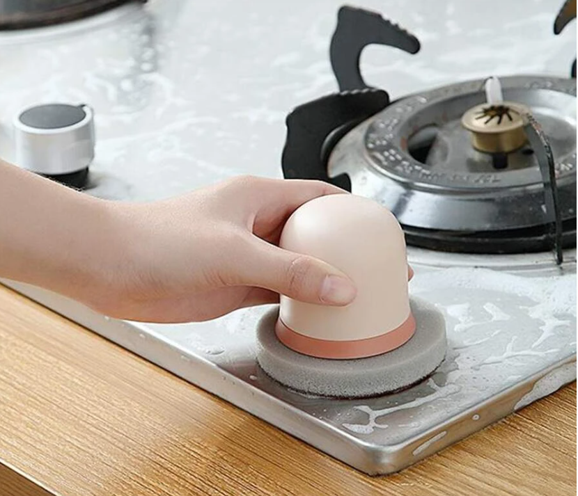 Handheld scrubber for bathroom and bathtub cleaning
