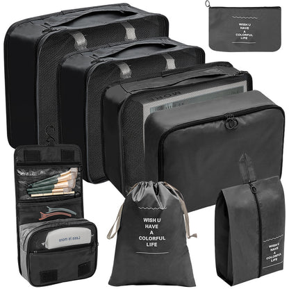 Travel packing organizer, 8 pieces in black