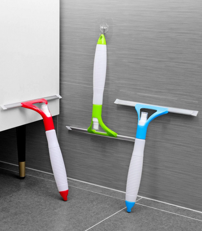Window wiper squeegee with spray bottle for soap and water